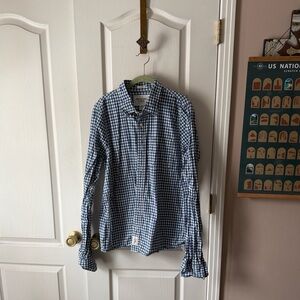 B1 Abercrombie & Fitch Men's Blue Checkered Shirt